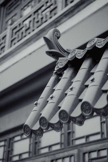 Traditional Chinese roof types showing different ridge forms and curved eaves
